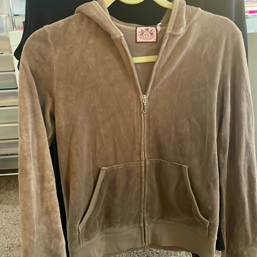 Juicy Couture terrycloth light chocolate brown zip up! Size M